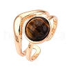 Round Natural Tiger Eye Finger Rings RJEW-N046-10D-2