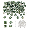  1 Strand Square Natural Green Spot Jasper Beads Strands G-NB0005-60-9