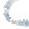 Natural Aquamarine Chips & Pearl Beaded Necklace NJEW-JN04008-04-5