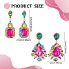 ANATTASOUL 2 Pairs 2 Style Rhinestone Teardrop & Rectangle Dangle Stud Earrings EJEW-AN0002-98-2