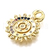 Rack Plating Brass Micro Pave Cubic Zirconia Pendants KK-K401-51G-01-2
