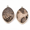 Edge Golden Plated Natural Picture Jasper Pendants G-S359-193A-2