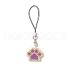 Paw Print Glass Seed Bead Beaded Charm Mobile Straps HJEW-MZ00186-01-3