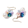 Flower ABS Plastic Imitation Pearl Dangle Earrings EJEW-JE06376-4