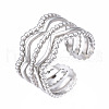 304 Stainless Steel Wave Open Cuff Ring RJEW-T023-34P-3