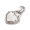 Brass Pave Natural White Shell Heart Charms KK-P308-04P-2