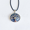 Alloy Pave Natural Sodalite Tree of Life Pendant Necklaces KW6501-2-1