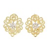 Flower Brass Micro Pave Cubic Zirconia Stud Earrings Finding KK-E083-19G-1