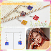 16Pcs Square Handmade Millefiori Glass Pendant Locking Stitch Markers HJEW-AB00654-4