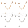 ANATTASOUL 4 Pairs 2 Color Alloy Star Asymmetrical Earrings with Sterling Silver Pins EJEW-AN0001-02-1