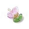 Brass Glass Flowers Pendants PALLOY-MZ00630-01-3