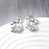 Brass Micro Pave Clear Cubic Zirconia Stud Earrings EJEW-V011-06P-1