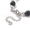 Natural & Synthetic Mixed Stone Beaded Bracelet with Cross Charm BJEW-TA00184-01-3