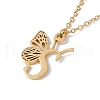 Initial Letter with Butterfly Pendant Necklace NJEW-C026-01G-S-1