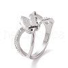 Crystal Rhinestone Criss Cross with Butterfly Finger Ring RJEW-D120-16B-P-1