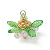 Glass with Round Shell Pearl & Acrylic Charms & Brass Seed Beads Pendants PALLOY-MZ00646-05-2