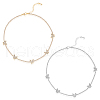 FIBLOOM 2Pcs 2 Style Stainless Steel & Brass Butterfly Pendant Necklaces Set with Crystal Rhinestone Tennis Chains NJEW-FI0001-41-1