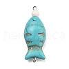4Pcs 4 Styles Dyed Synthetic Turquoise Starfish & Fish Connector Charms PALLOY-JF02955-3