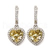 925 Sterling Silver Micro Pave Cubic Zirconia Dangle Hoop Earrings EJEW-F371-01C-02-2