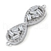 Rack Plating Brass Clear Cubic Zirconia Infinity Connector Charms KK-A234-036P-01-2