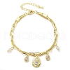 Brass Micro Pave Clear Cubic Zirconia Charm Bracelets BJEW-C083-02G-4
