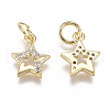 Brass Micro Pave Cubic Zirconia Charms X-ZIRC-F111-15G-2