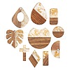 20Pcs 10 Style Resin & Walnut Wood Pendants RESI-LS0001-22-2