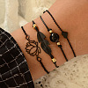 4Pcs 4 Styles Lotus Alloy Link Bracelets & Beads Bracelets for Women WGB67B7-01-1