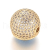 Brass Micro Pave Clear Cubic Zirconia Beads ZIRC-L085-63G-3