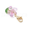 Glass Flower Pendant Decorations HJEW-MZ00206-01-4