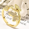 Rack Plating Brass Micro Pave Cubic Zirconia Cuff Finger Rings for Women RJEW-M028-25G-02-3