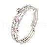 Rack Plating Brass Pave Clear Cubic Zirconia Open Cuff Wrap Bangles BJEW-B110-01P-03-1