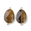 Natural Tiger Eye Connector Charms G-C110-02F-KCG-1