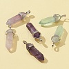 6Pcs 3 Styles Natural Mixed Stone Double Terminated Pointed Pendants G-FS0002-48-5