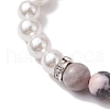 8mm Round Gemstone & Shell Pearl Beaded Stretch Bracelets BJEW-JB10317-5