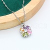 Flower Brass Pave Cubic Zirconia Pendant Necklaces & Earring & Ring & Link Bracelets Sets for Women FS-WG38B31-01-2
