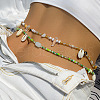 Bohemian Natural Cowrie Shell & Stone & Glass Seed Beaded Double Layer Waist Belly Chains for Women FS-WG787E4-01-1