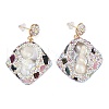 Mother's Day Jewellery Rack Plating Rhombus Brass With Natural Tourmaline & Natural Pearl Handmade Indonesia Stud Earrings EJEW-U010-03B-G-1