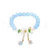 Daisy Crackle Glass Round Beaded Stretch Bracelets FS-WG28140-02-2