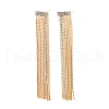 Clear Cubic Zirconia Chain Tassel Dangle Stud Earrings X-EJEW-G321-19G-1
