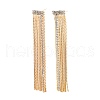 Clear Cubic Zirconia Chain Tassel Dangle Stud Earrings X-EJEW-G321-19G-1