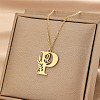 Flower Letter Stainless Steel Initial Pendant Necklaces for Women Men FS-WGF85E2-26-1