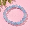 Natural Aquamarine Round Bead Stretch Bracelets for Men Women BJEW-U034-01A-05-2