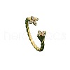 Brass Micro Pave Cubic Zirconia Cuff Rings for Women FS-WG235E9-01-4