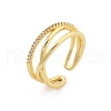 Rack Plating Cross Brass Micro Pave Clear Cubic Zirconia Cuff Rings for Women RJEW-M028-123G-4