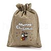 Christmas Printed Burlap Packing Pouches Drawstring Bags ABAG-Q053-02B-04-3