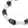 Natural Black Onyx(Dyed & Heated) Chip & Round ABS Plastic Imitation Pearl Bag Extension Chains AJEW-BA00147-01-5
