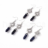 Natural Sodalite Bullet with Sun Dangle Earrings EJEW-I276-01P-04-1