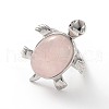 Tortoise Platinum Tone Brass Natural & Synthetic Mixed Stone Wide Band Finger Rings RJEW-M130-M-3