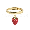 Brass with Enamel Finger Rings RJEW-Q019-02B-G-4
